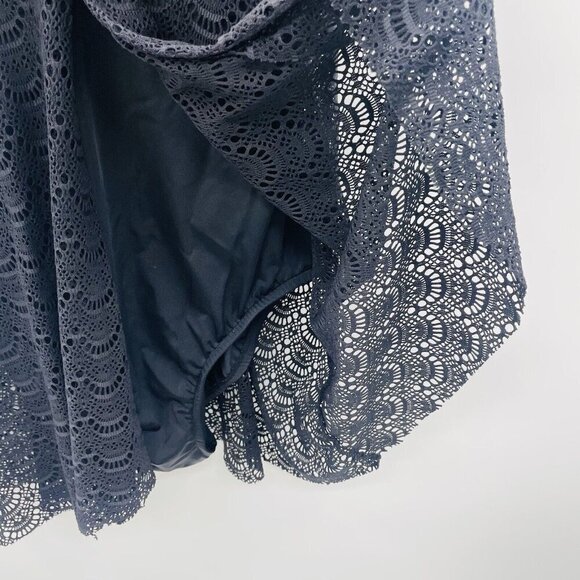 Swim Solutions Womens 14 Crochet Tummy-Control Flyaway One Piece Swimdress 1786 - Picture 4 of 7